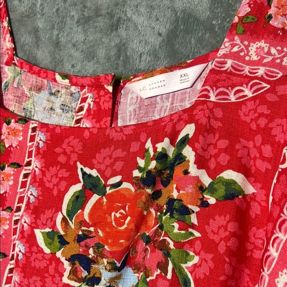 LC Lauren Conrad Pink Floral Tank Top with Button Detail, Women’s XXL - Picture 2 of 7